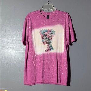 Gildan Pink Short Sleeve Tee with Inspirational Print